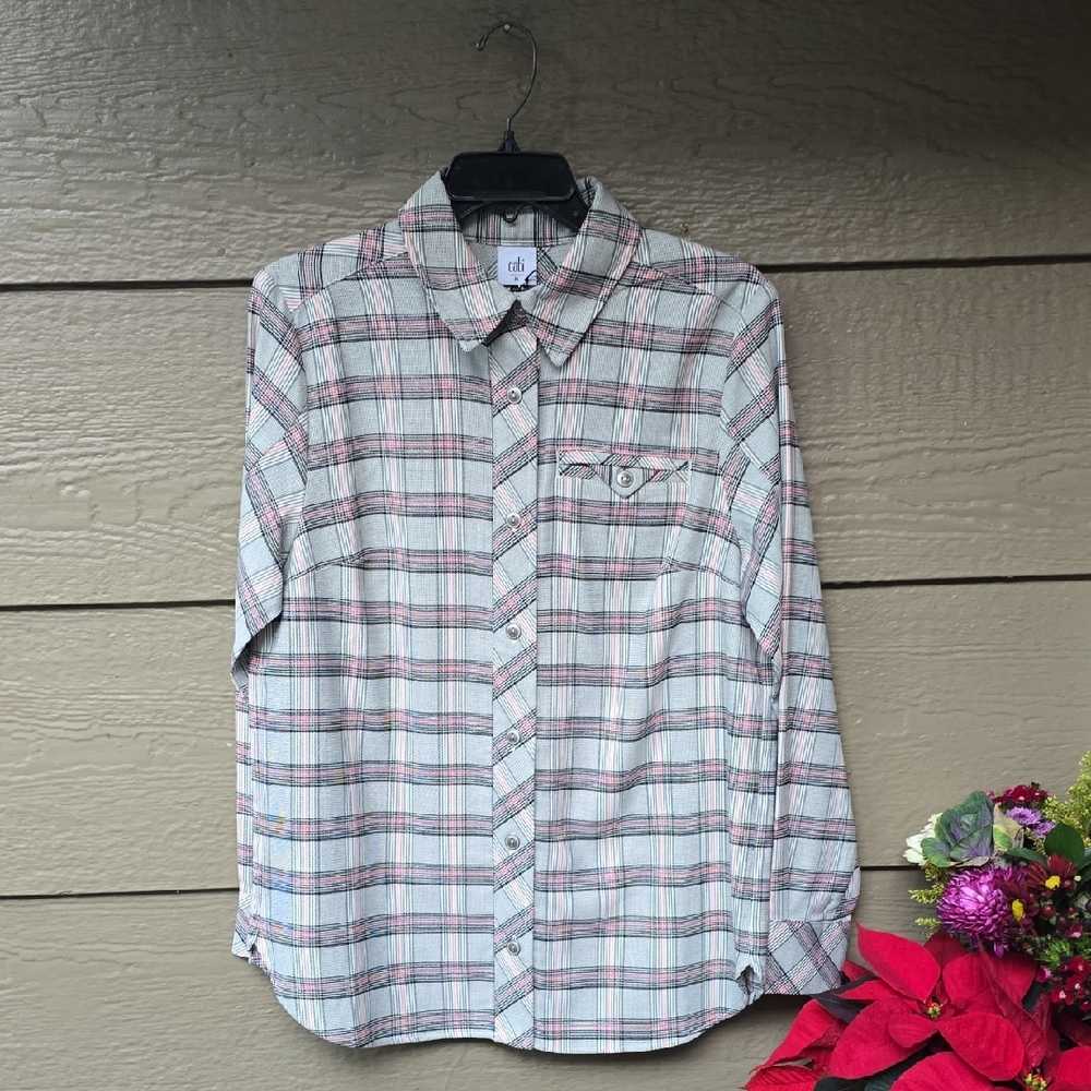 Cabi Hideout Shacket Plaid Cheer 4710 S